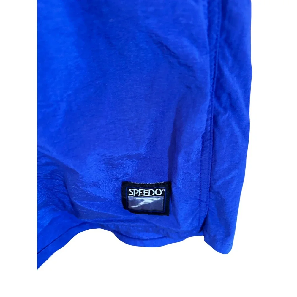 Vintage 80s Speedo Swim Trunks Royal Blue Nylon Mesh Lined Pockets Mens Large